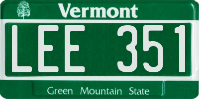 VT license plate LEE351