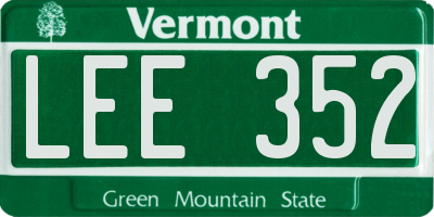VT license plate LEE352