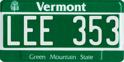 VT license plate LEE353