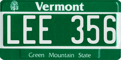 VT license plate LEE356