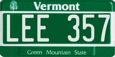 VT license plate LEE357