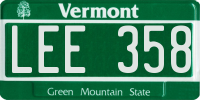 VT license plate LEE358