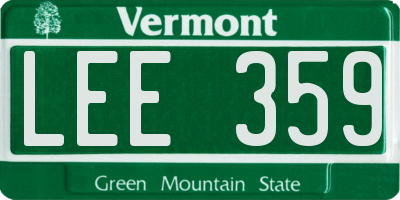 VT license plate LEE359