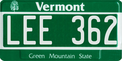VT license plate LEE362
