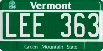 VT license plate LEE363