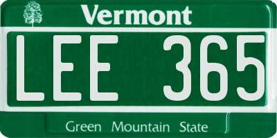 VT license plate LEE365