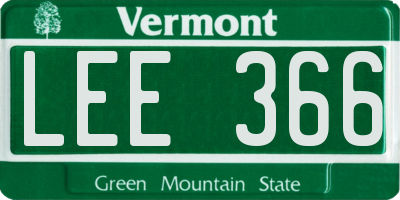VT license plate LEE366