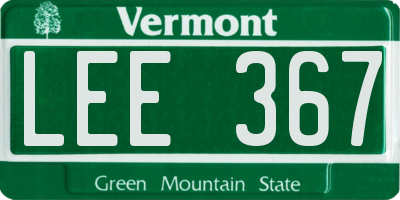 VT license plate LEE367
