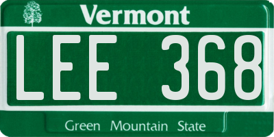 VT license plate LEE368