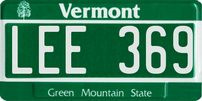 VT license plate LEE369