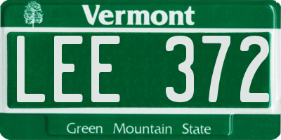 VT license plate LEE372