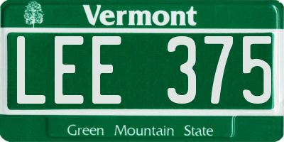 VT license plate LEE375