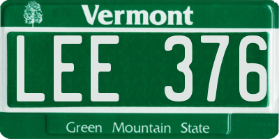 VT license plate LEE376
