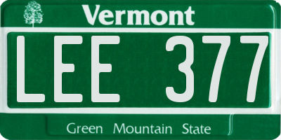 VT license plate LEE377