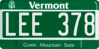 VT license plate LEE378