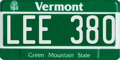 VT license plate LEE380