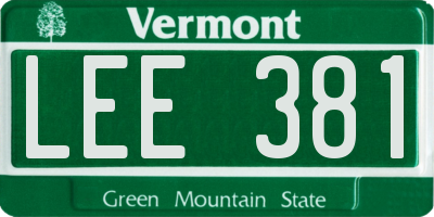 VT license plate LEE381