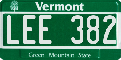 VT license plate LEE382