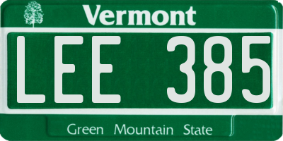 VT license plate LEE385