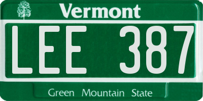 VT license plate LEE387