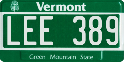 VT license plate LEE389