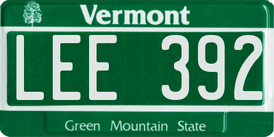 VT license plate LEE392