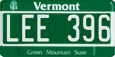 VT license plate LEE396