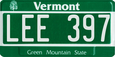VT license plate LEE397