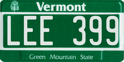 VT license plate LEE399