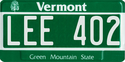 VT license plate LEE402