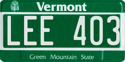 VT license plate LEE403