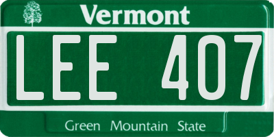 VT license plate LEE407