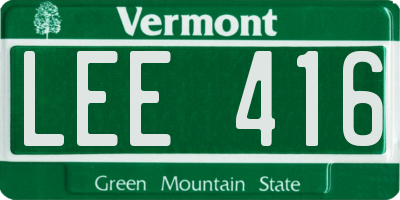 VT license plate LEE416