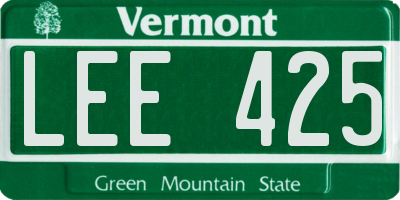 VT license plate LEE425