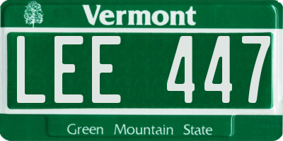VT license plate LEE447