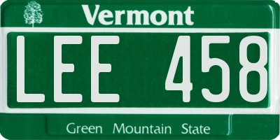VT license plate LEE458