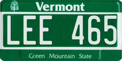 VT license plate LEE465