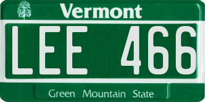 VT license plate LEE466