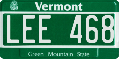 VT license plate LEE468