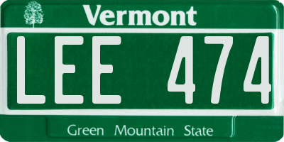VT license plate LEE474