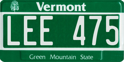 VT license plate LEE475