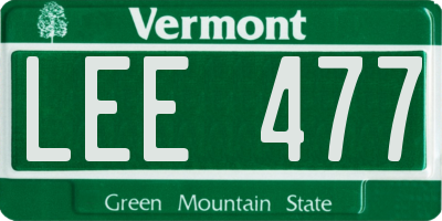 VT license plate LEE477