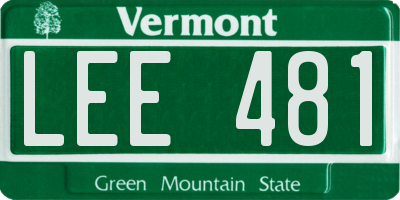 VT license plate LEE481