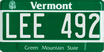 VT license plate LEE492