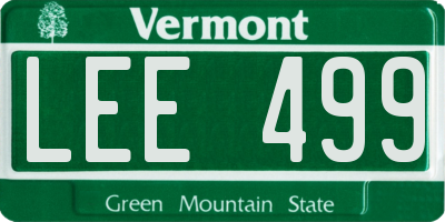 VT license plate LEE499