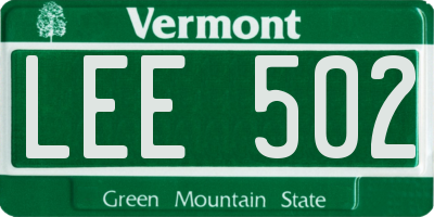 VT license plate LEE502