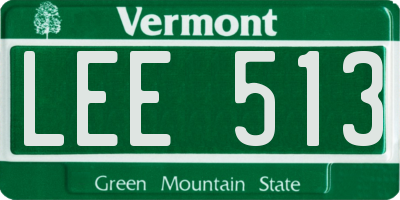 VT license plate LEE513