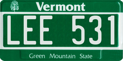 VT license plate LEE531