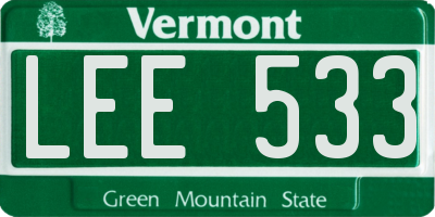 VT license plate LEE533