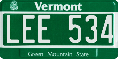 VT license plate LEE534